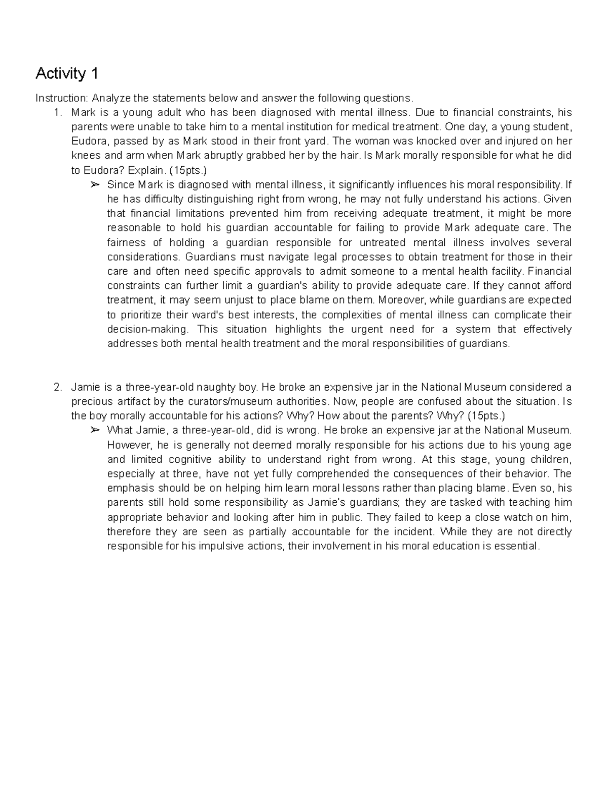BSChE-3A Ethics Activity 1: Moral Responsibility Analysis - Studocu