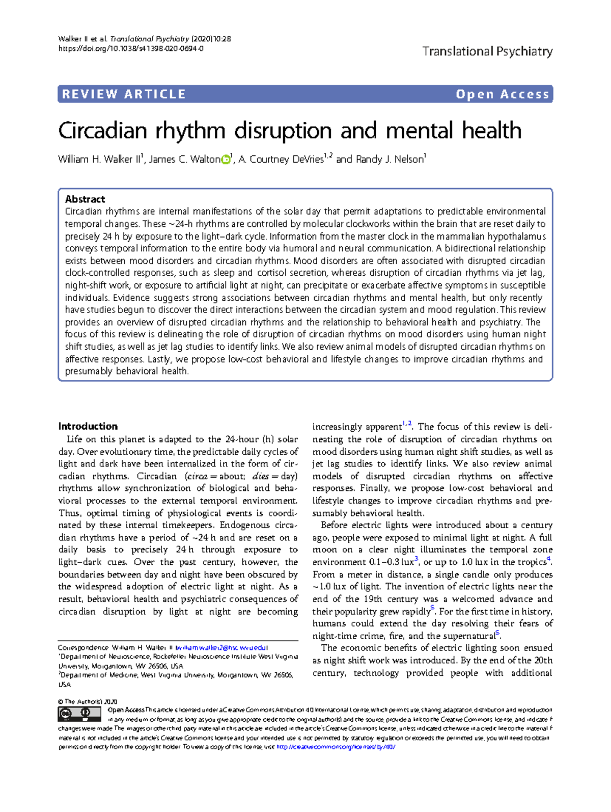 S41398 020 0694 0 - Circadian Rhythm Disruption and Mental Health ...