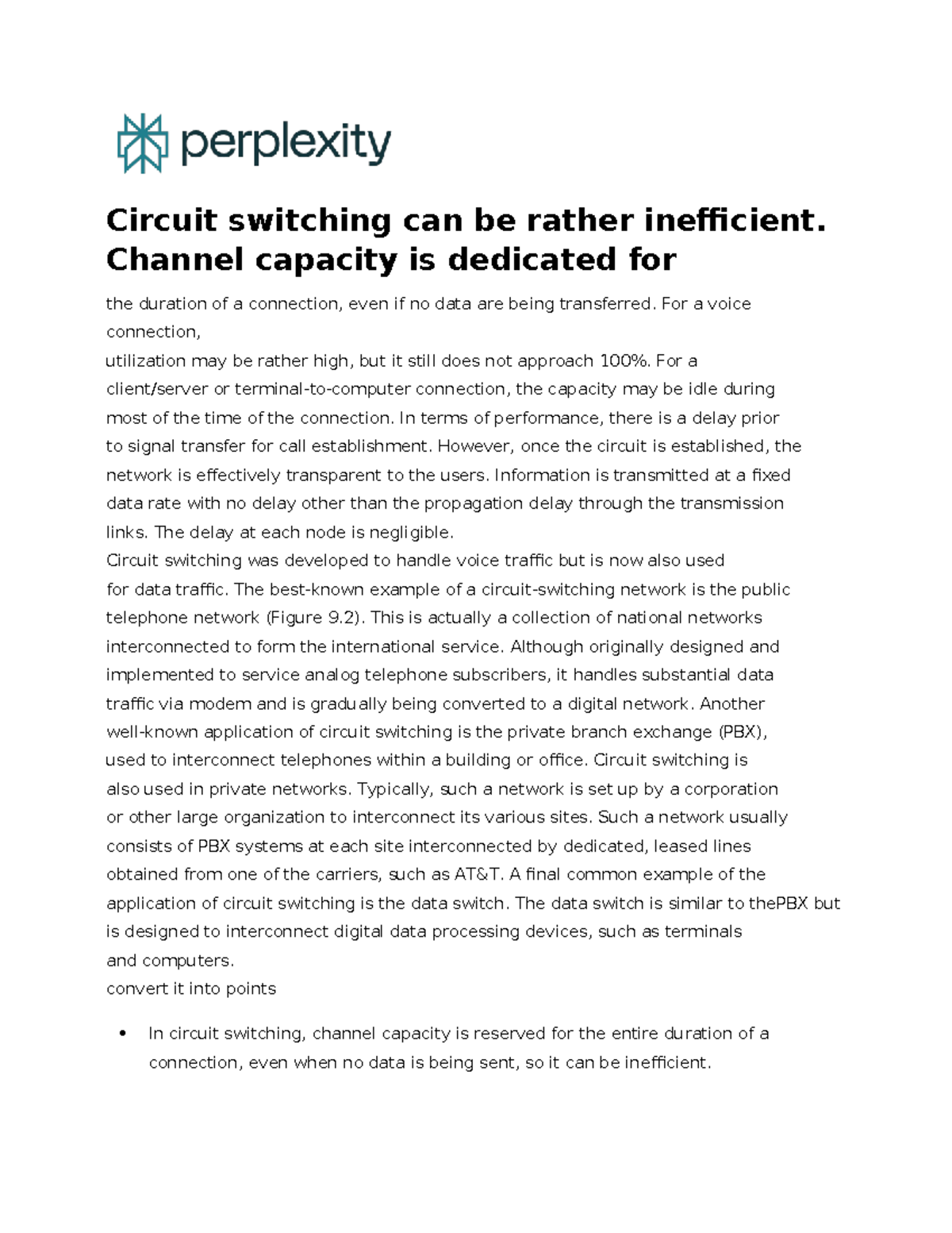 Circuit Switching Inefficiencies: An Overview of Channel Capacity - Studocu