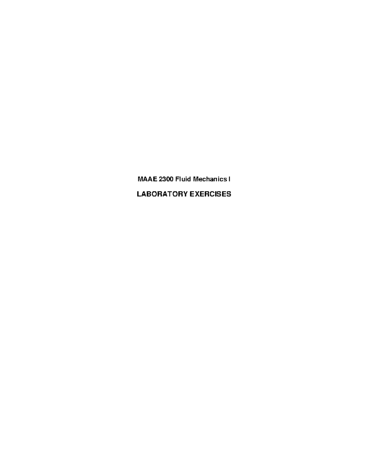 MAAE 2300 Fluid Mechanics I Laboratory Manual - 2020 Edition - Studocu