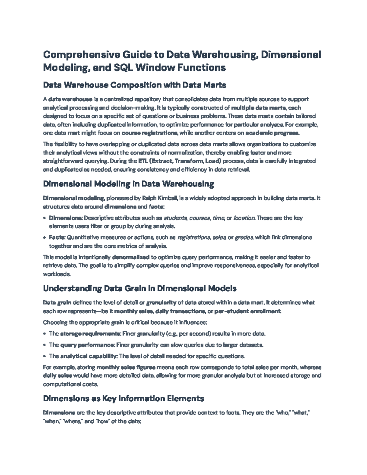 Comprehensive Guide to Data Warehousing (CS101): Dimensional Models ...