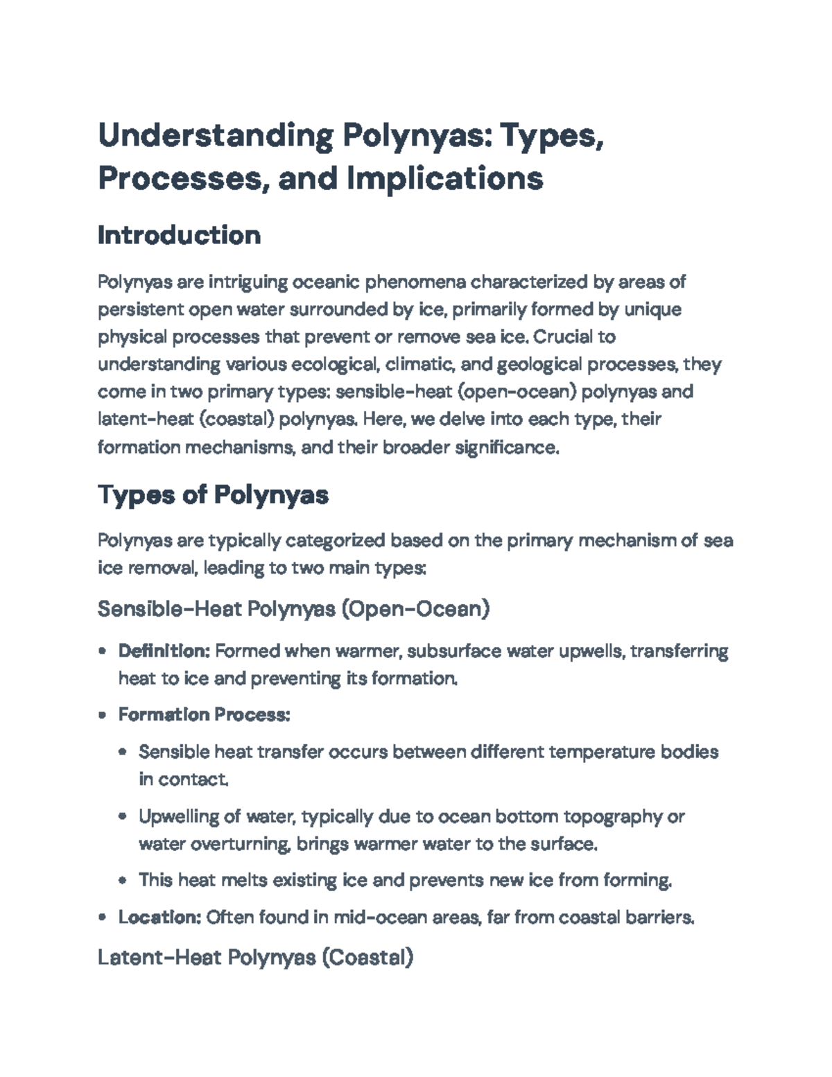 Understanding Polynyas: Types, Processes, and Climatic Implications ...