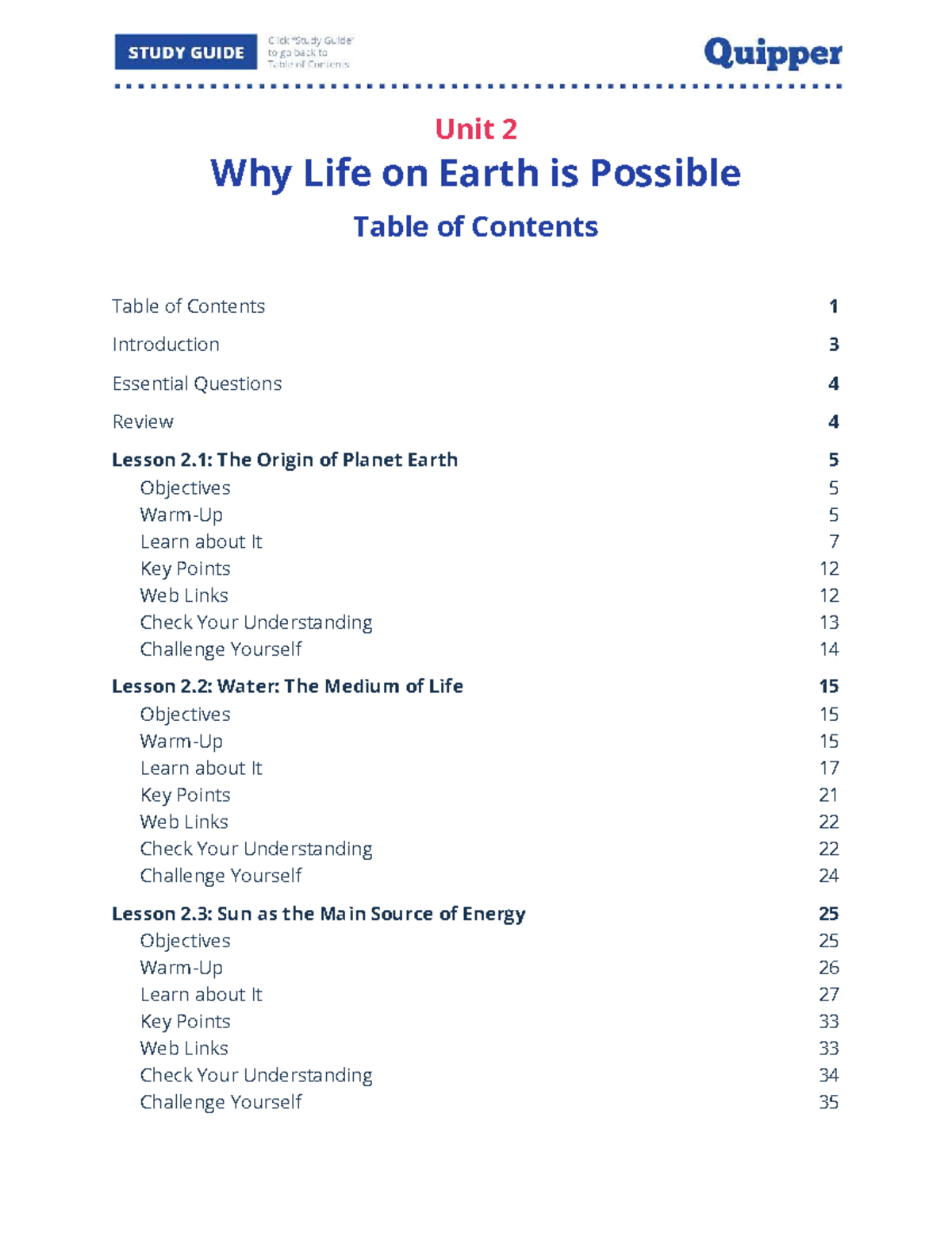 02. Earth Science SHS Unit 2 Study Guide: The Possibility of Life on ...
