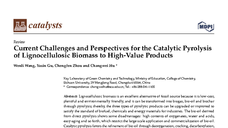 Current Challenges and Perspectives in Catalytic Pyrolysis of ...