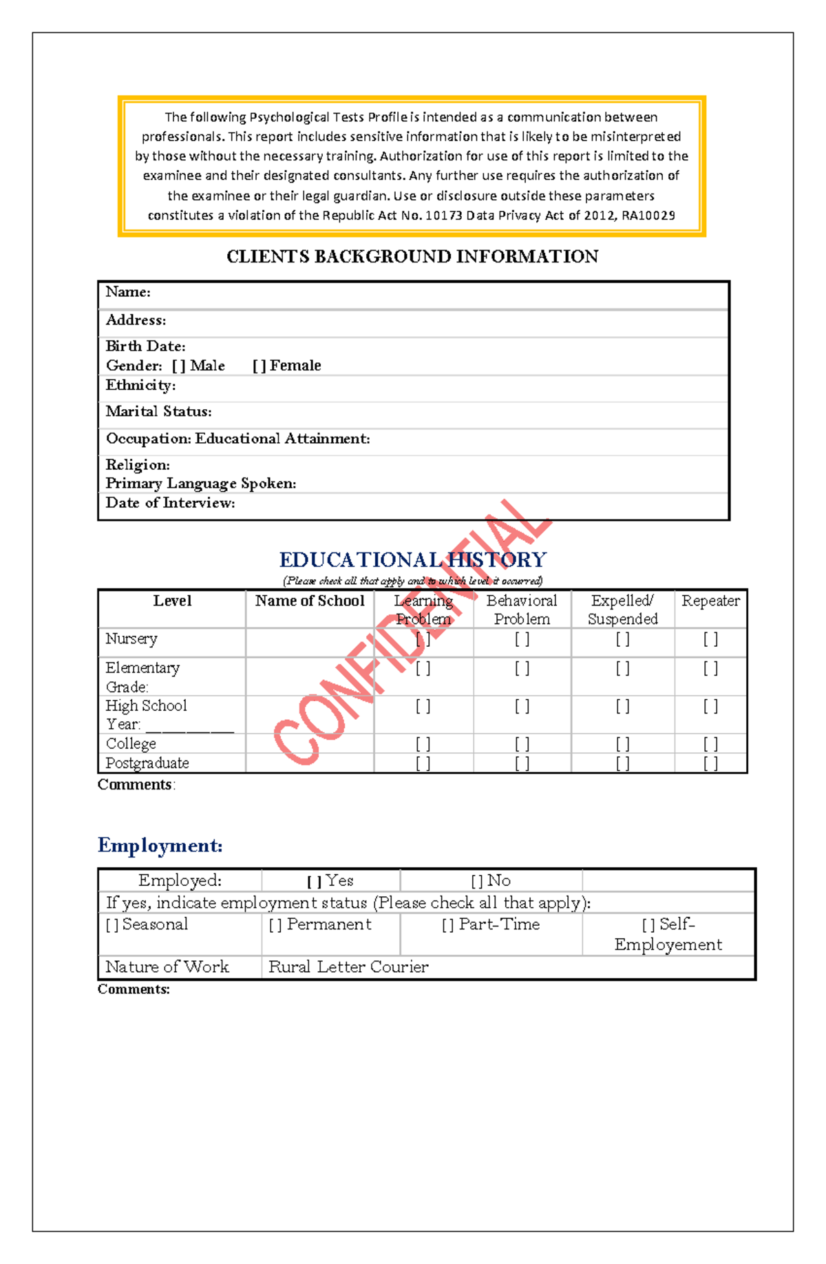 Psychological Intake Report: Sample Profile & MSE Analysis - Studocu