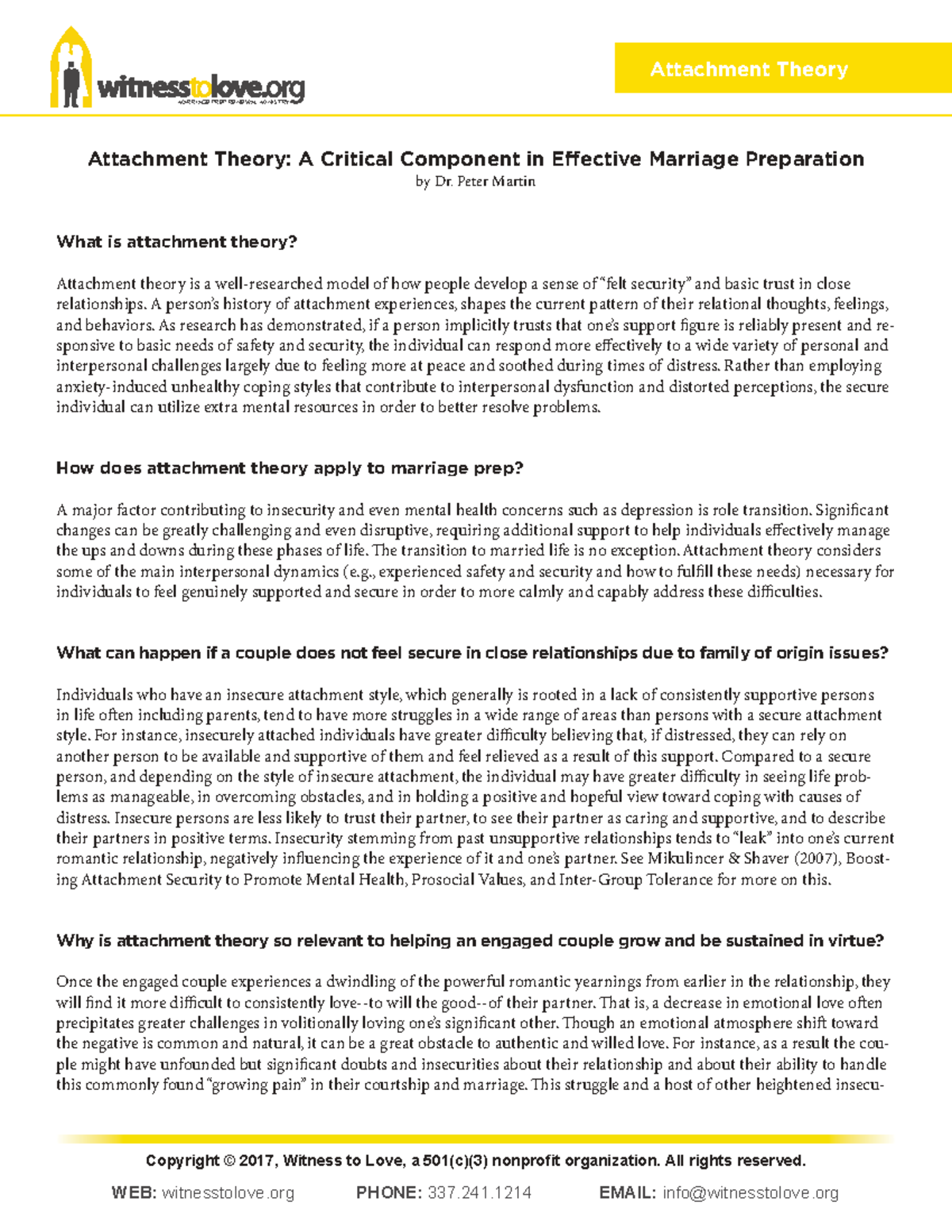 MARRIAGE PREP 101: Understanding Attachment Theory for Couples - Studocu