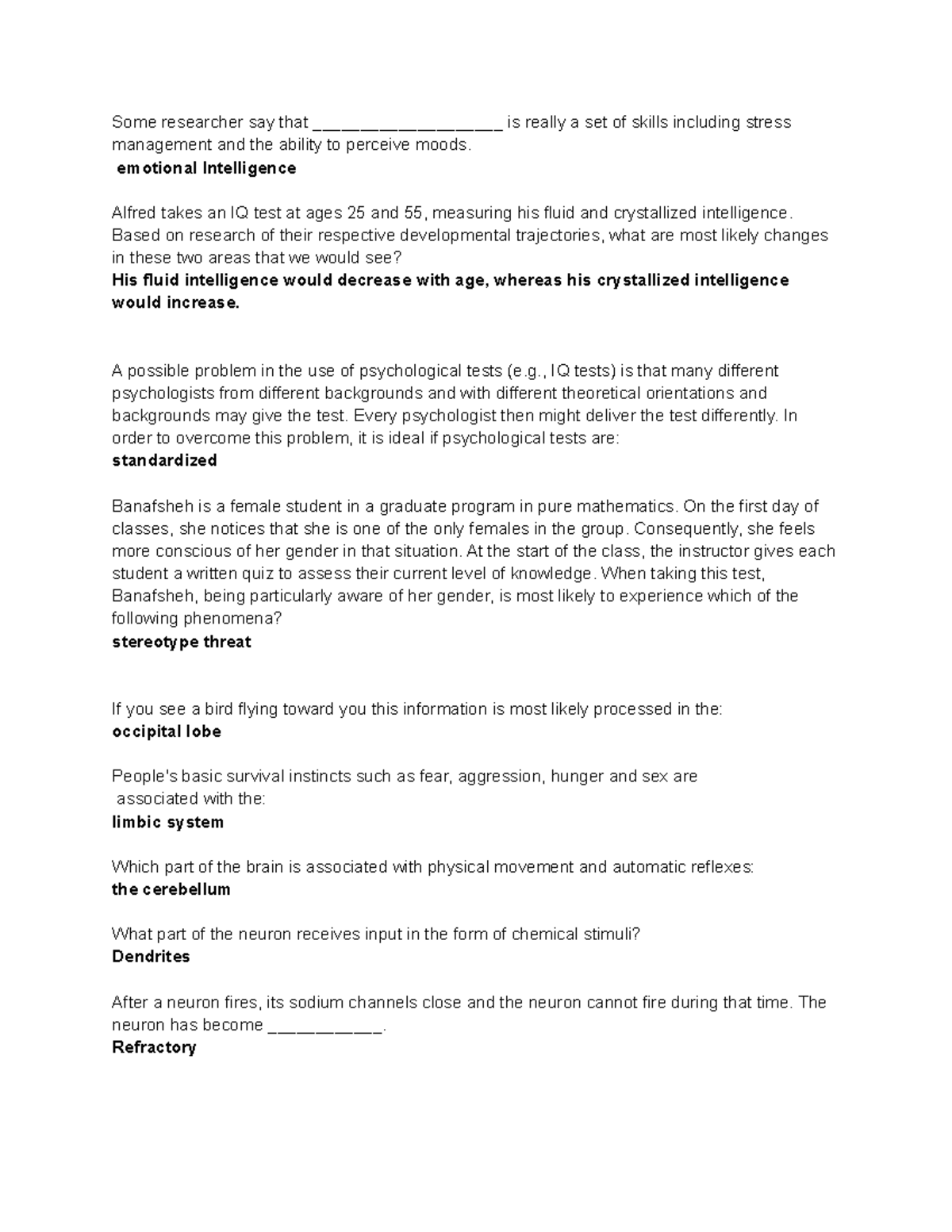 Psy 100 Final Exam - Key Concepts and Notes Overview - Studocu