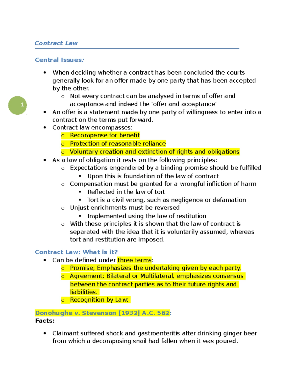 Contract lecture 1 what is a contract - Contract Law Lecture 1 – What ...