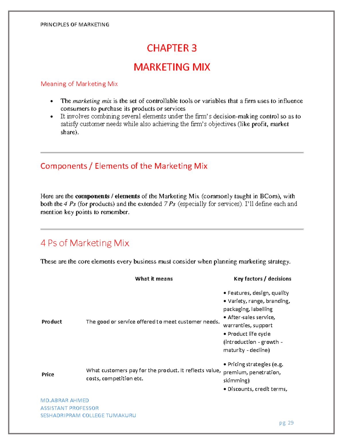 PRINCIPLES OF MARKETING CHAPTER 3: UNDERSTANDING THE MARKETING MIX ...