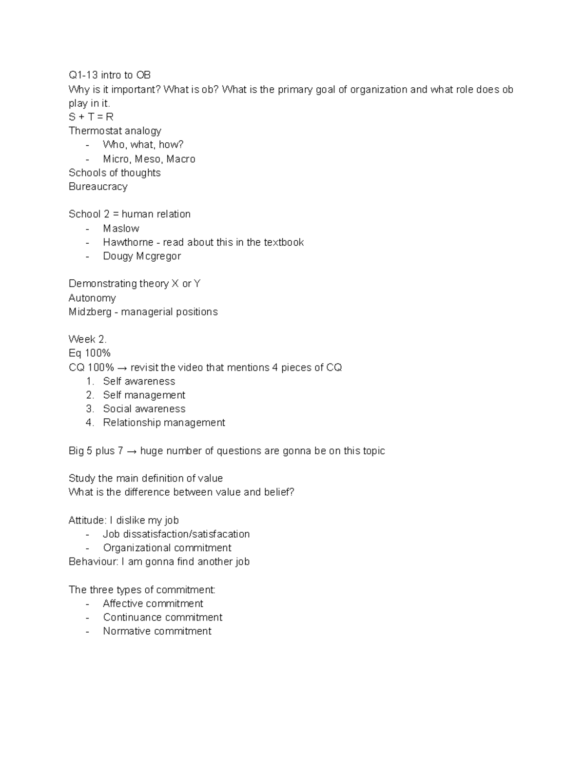 OB Midterm Study Guide: Key Concepts & Theories - Studocu