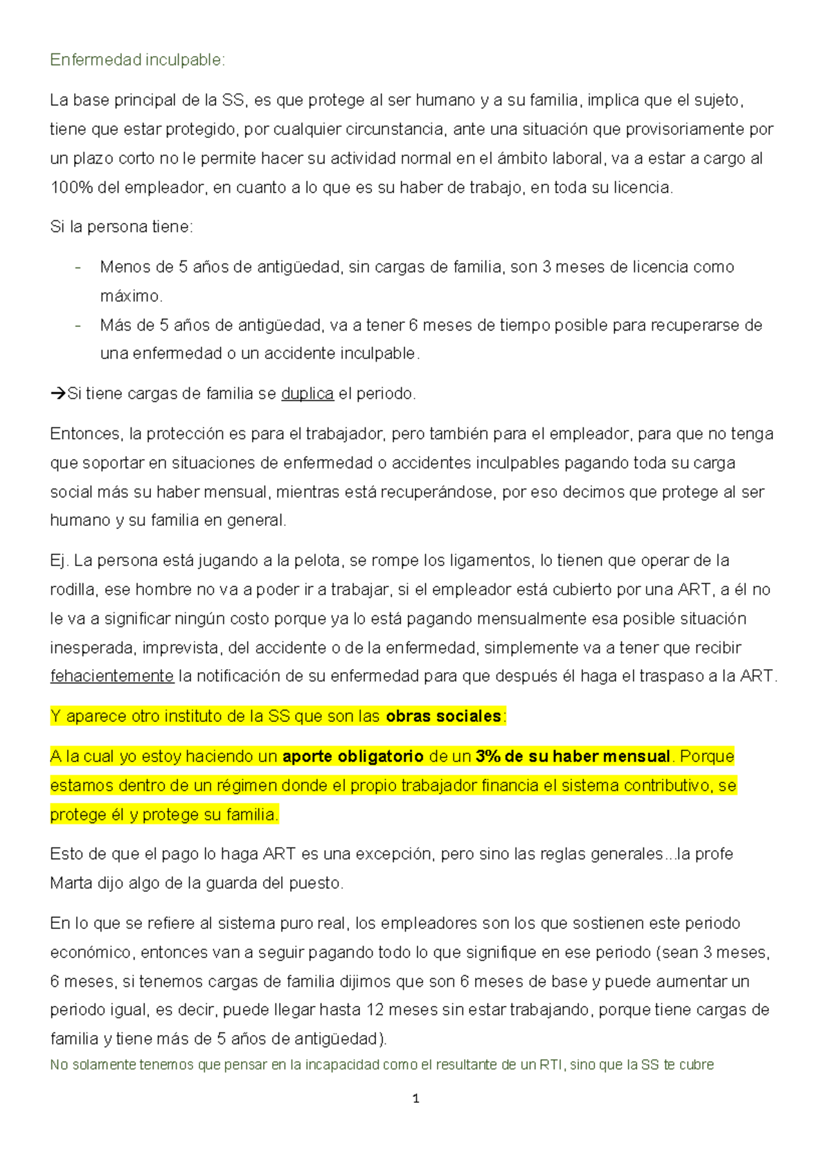 Segundo Parcial: Enfermedad Inculpable y Protección Social en la SS ...
