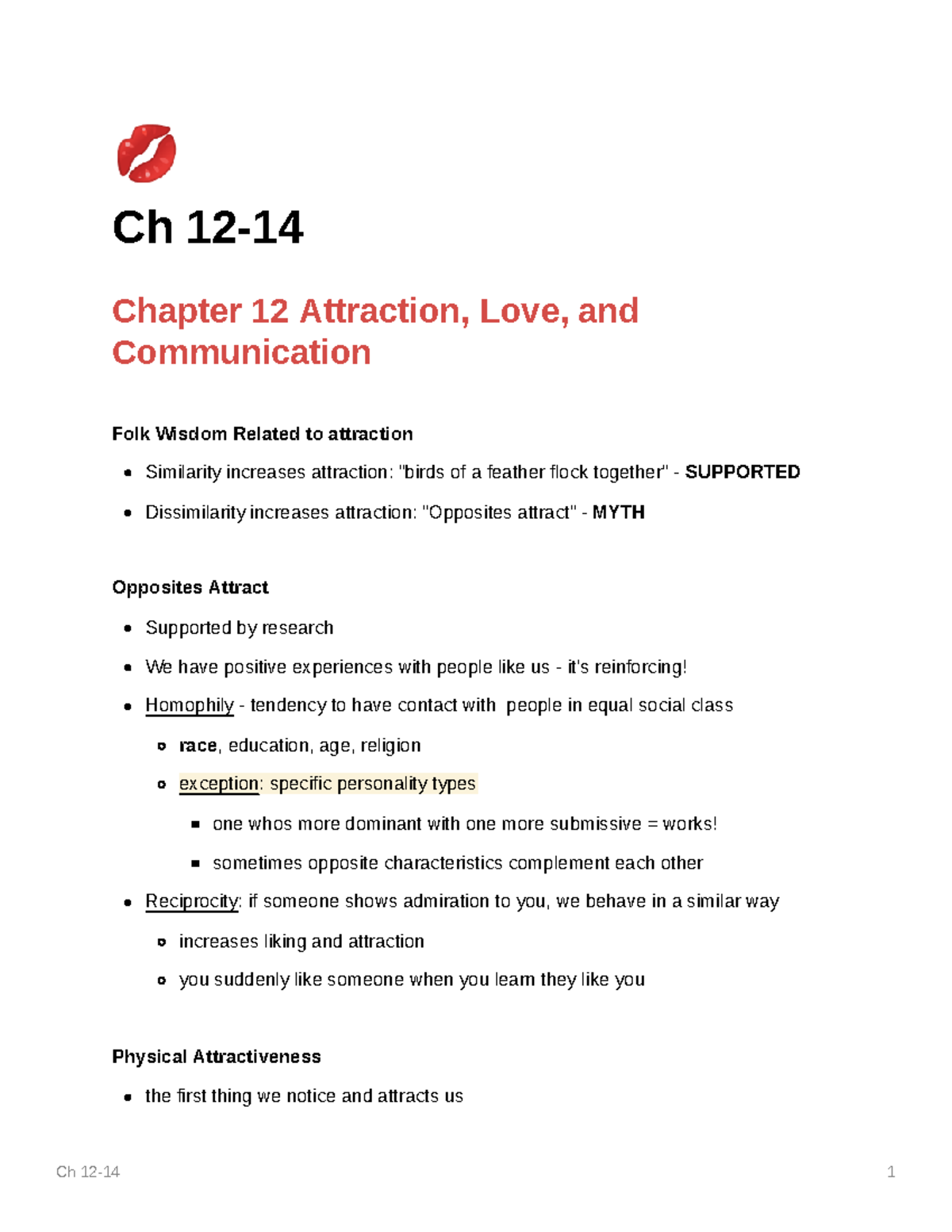 Psych 2076 Final Exam Lecture Notes: Attraction, Gender & Sexuality ...