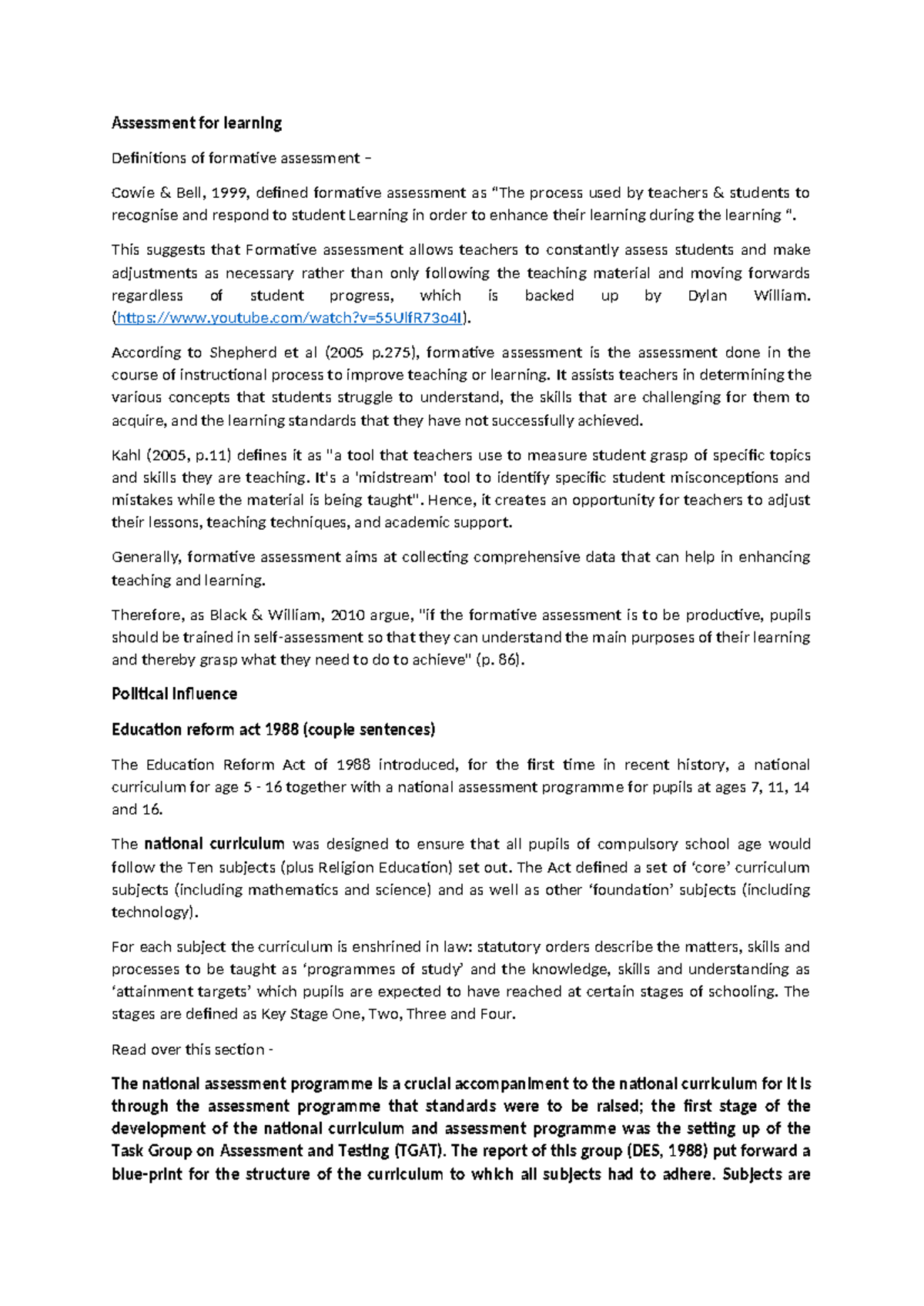 Assessment for Learning: Definitions and Political Context (EDU 101 ...