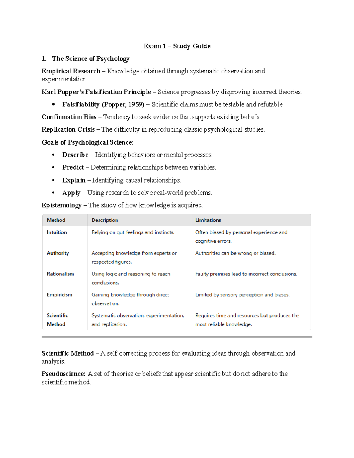 PSY 101 Exam 1 Study Guide: Research Ethics & Measurement - Studocu