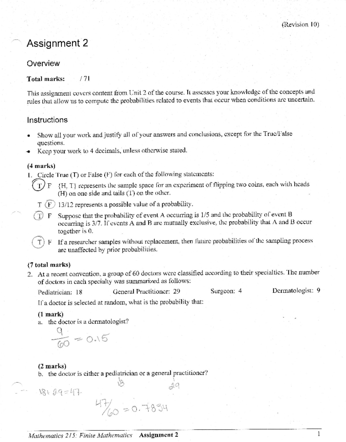 Assignment 2 - (Revision 10) Assignment 2 Overview Total marks: I 7l ...