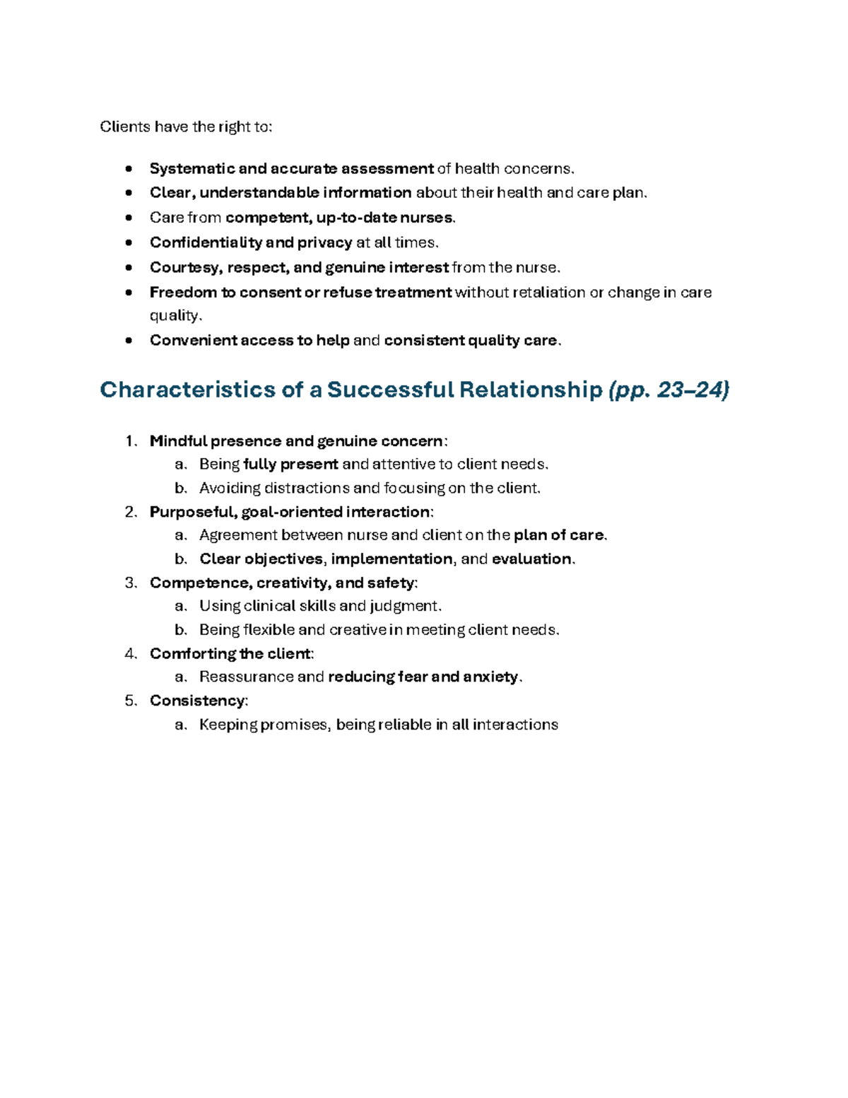 Module 2: Client Rights and Successful Nurse-Client Relationships - Studocu