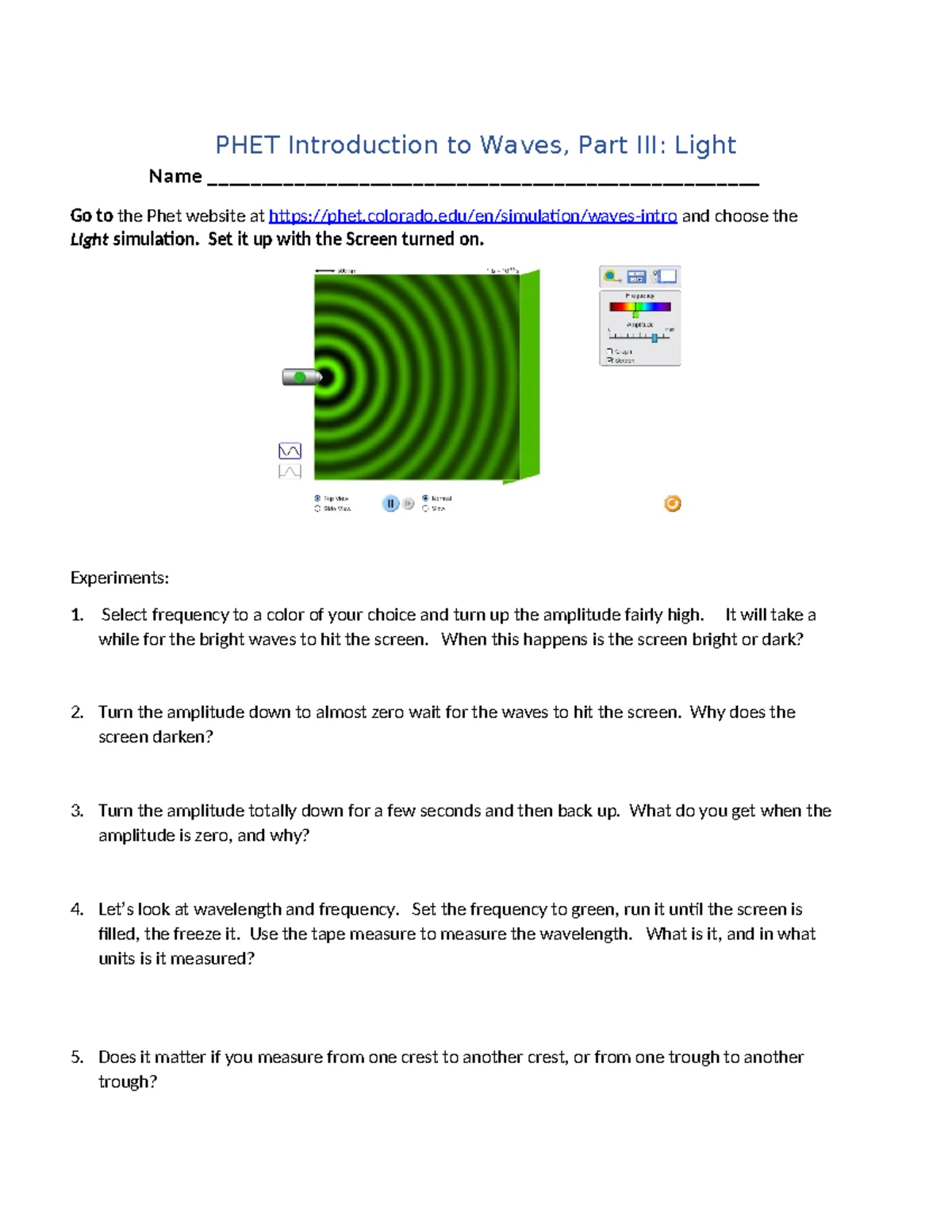 Lab #9: Intro to Waves II - Sound Simulation PHYS 1604 - Studocu