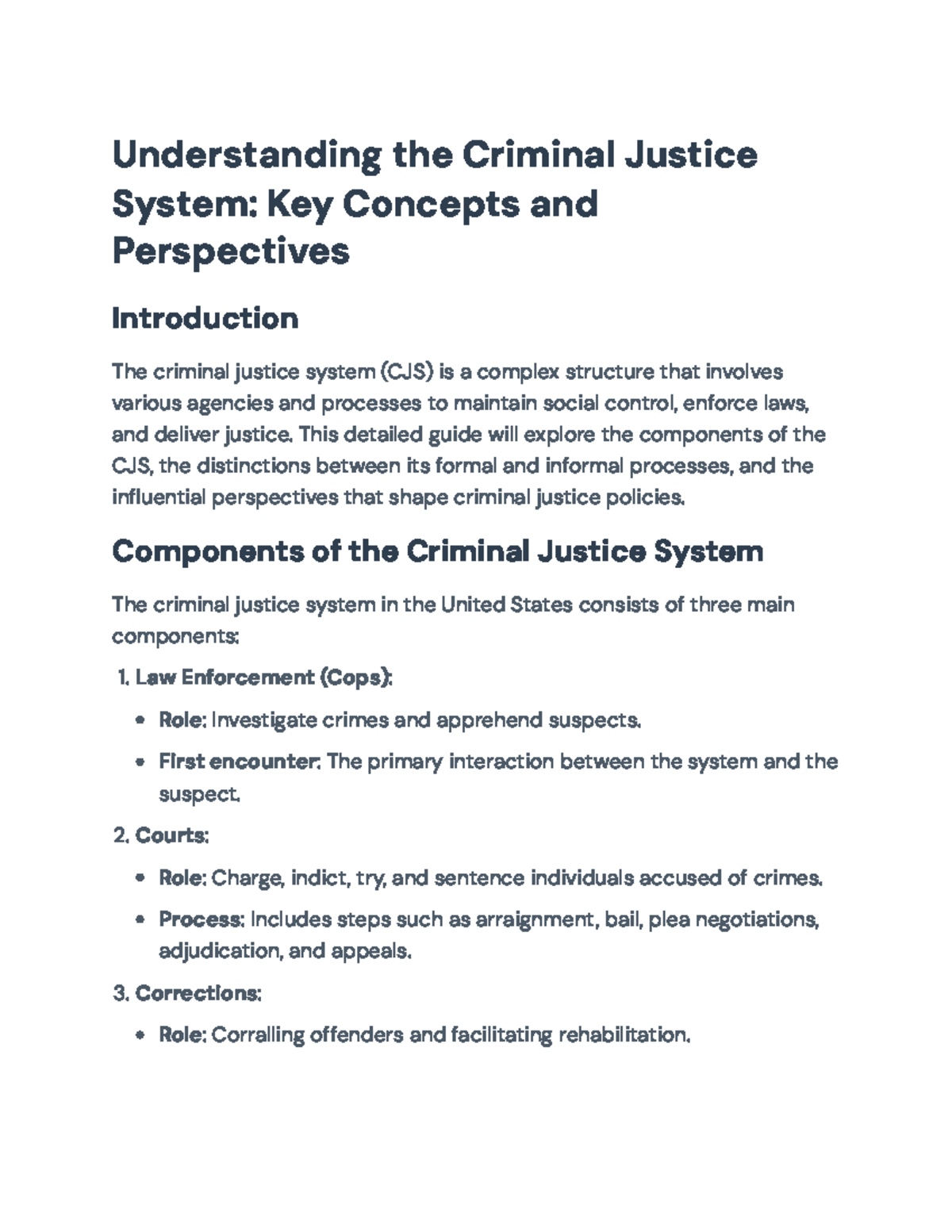 Understanding the Criminal Justice System: Key Concepts and ...