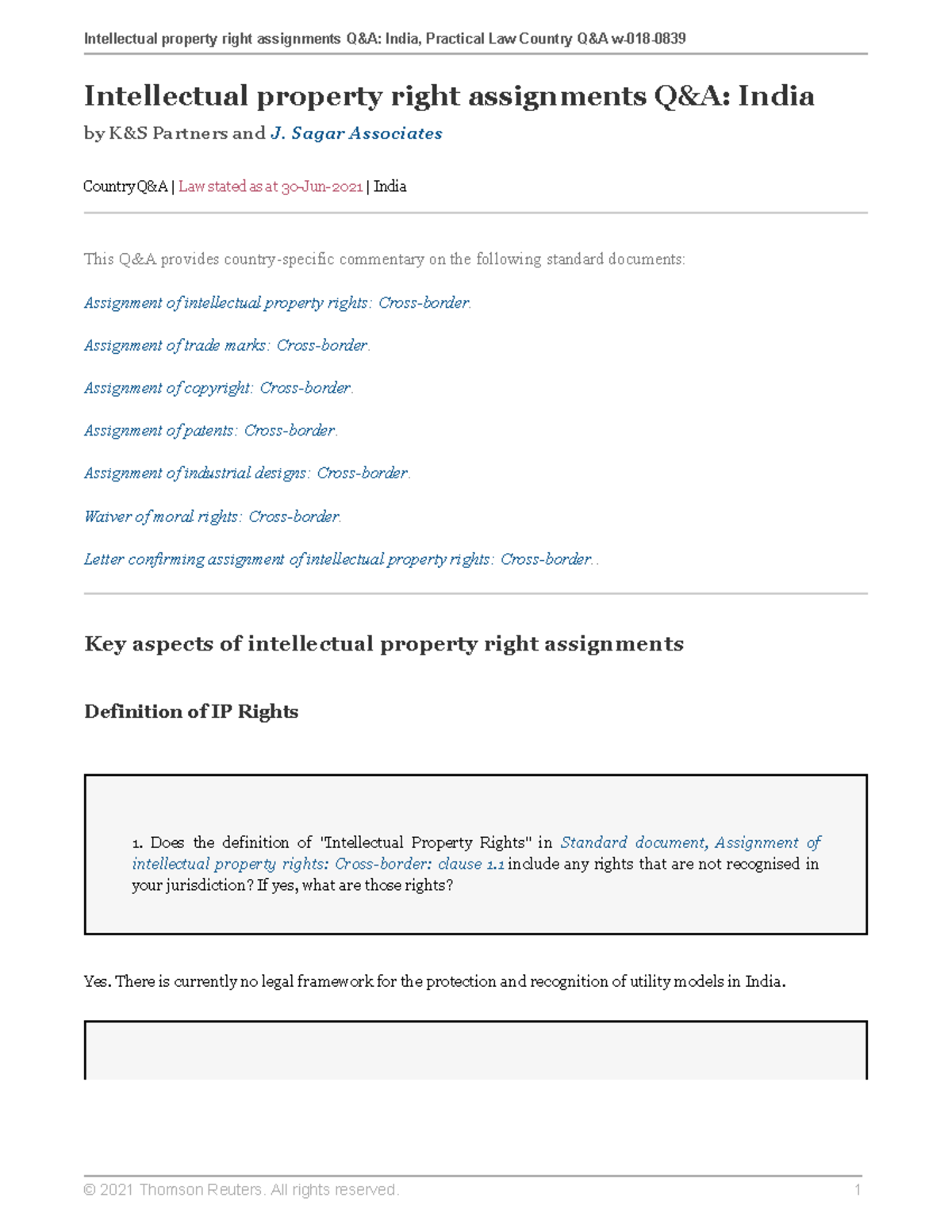 Intellectual property right assignments QAnd A India - Intellectual ...