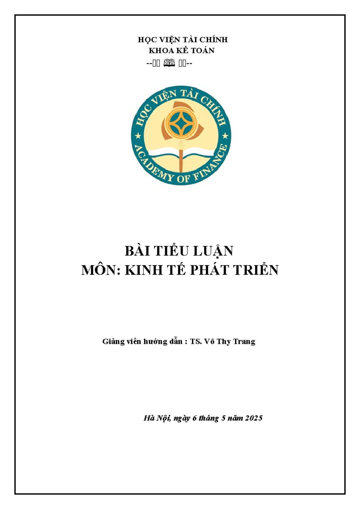 Tiểu luận Kinh Tế Phát Triển (KTPT) Nhóm 8: Nghiên Cứu Phát Triển Bền ...
