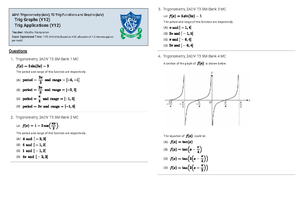 4 Trigonometry Part 3 - Maths extension 1 - 1. Trigonometry, 2ADV T3 SM ...