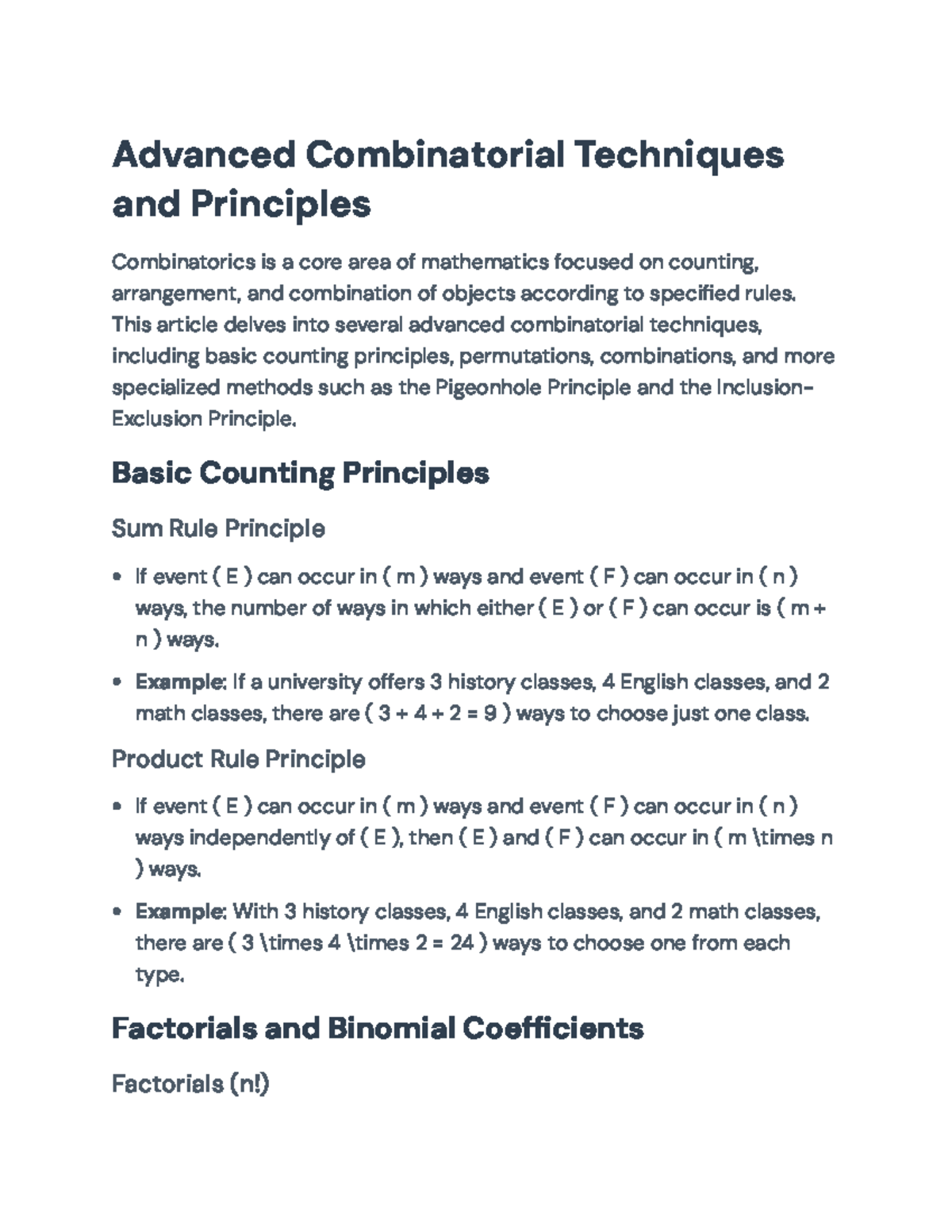 Advanced Combinatorial Techniques: Counting, Permutations, and More ...