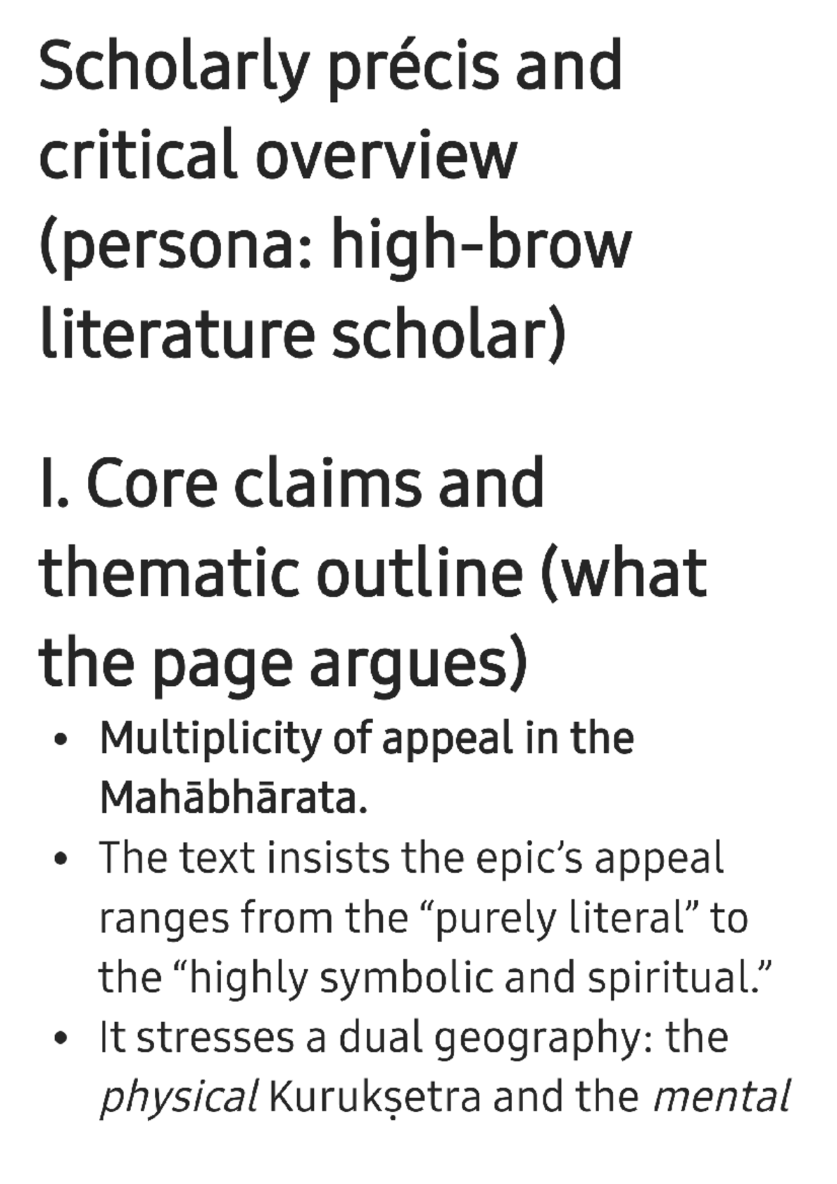 Mahãbhārata: Scholarly Précis & Critical Overview (Notes 251031) - Studocu
