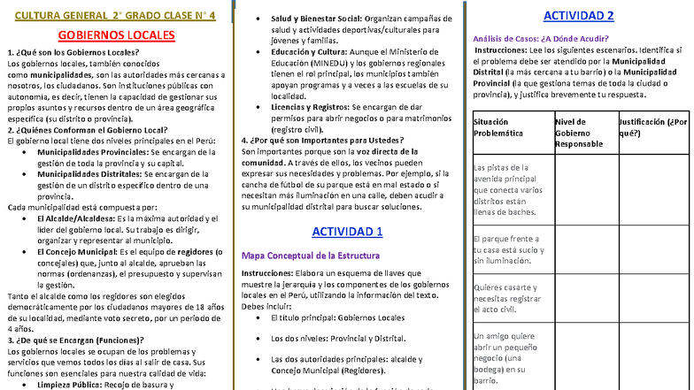 Clase 4: Gobiernos Locales - Estructura y Funciones en Perú - Studocu