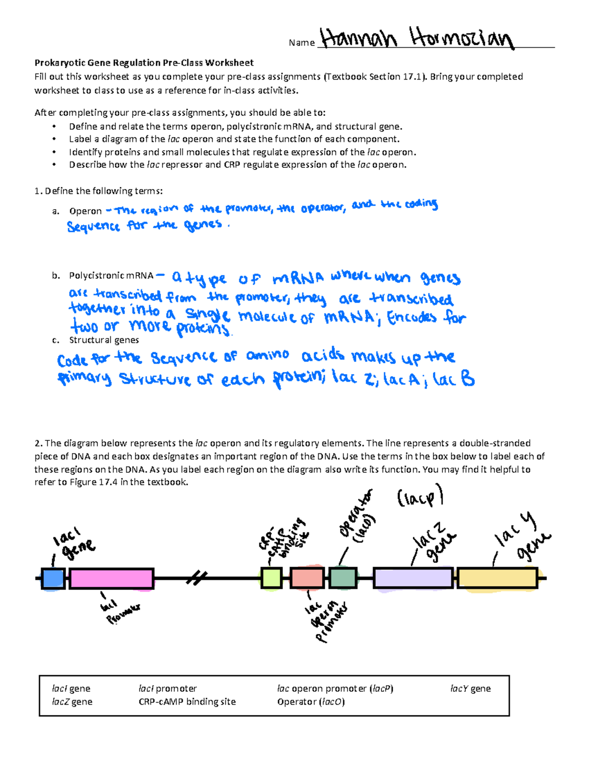 Week 7b Pre-Class Reading Guide: Prokaryotic Gene Regulation Essentials ...