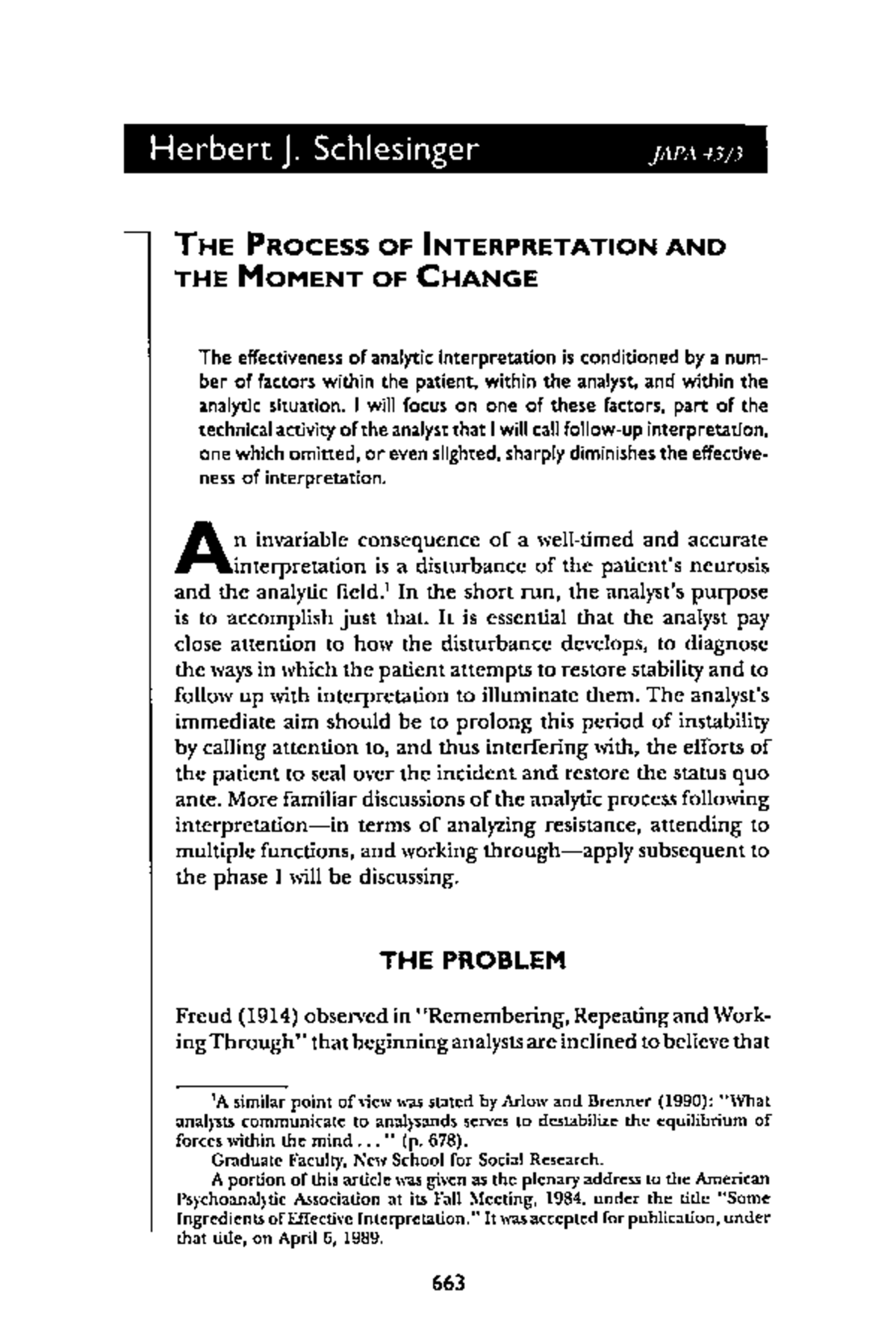 Interpretation and the Process of Change in Psychoanalysis: Insights ...