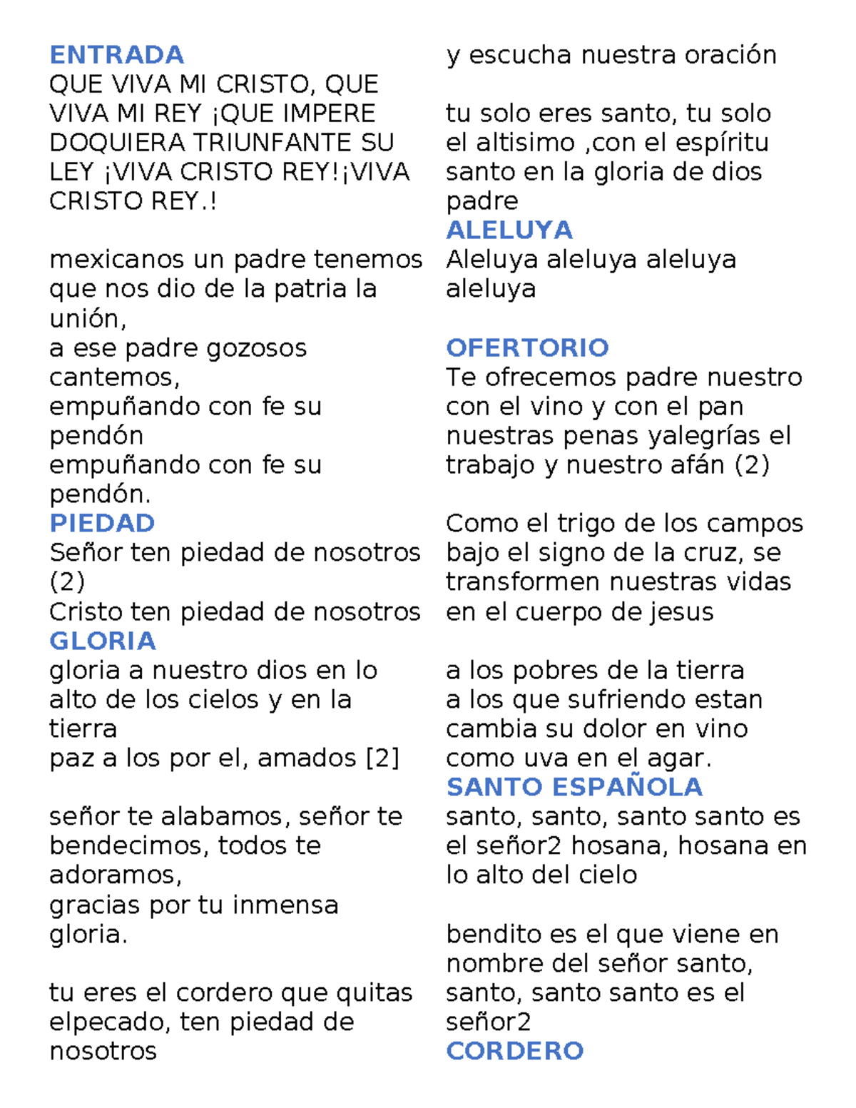 ENTRADA: Letra de la Canción "Que Viva Mi Cristo" - Esquema 2 - Document Preview