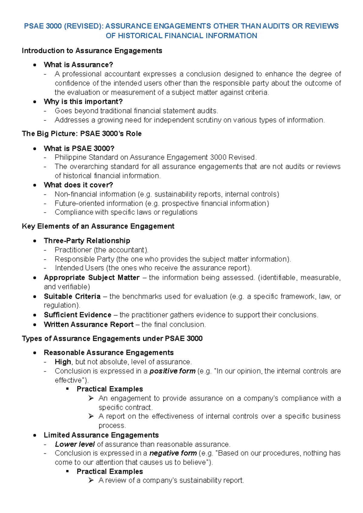 PSAE 3000 (Revised): Assurance Engagements Beyond Audits & Reviews ...