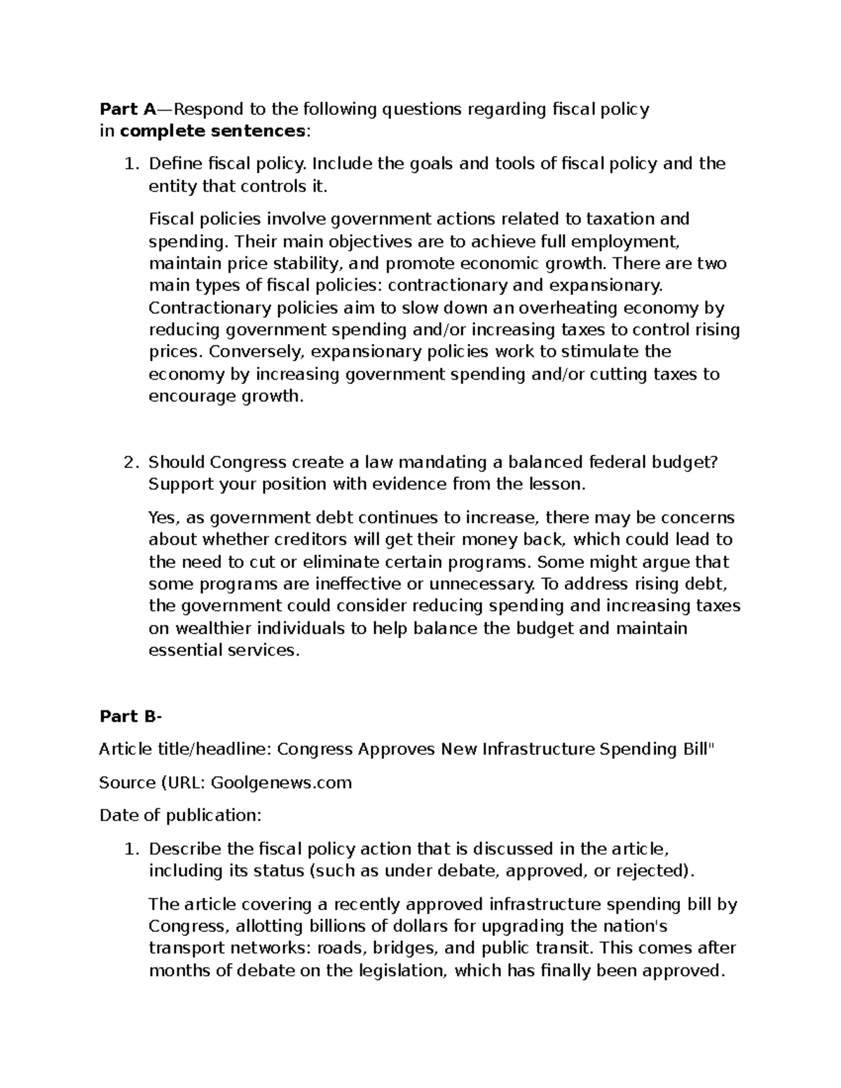03.03 Fiscal Policy Overview and Discussion - f2hjelbdwkals - Studocu