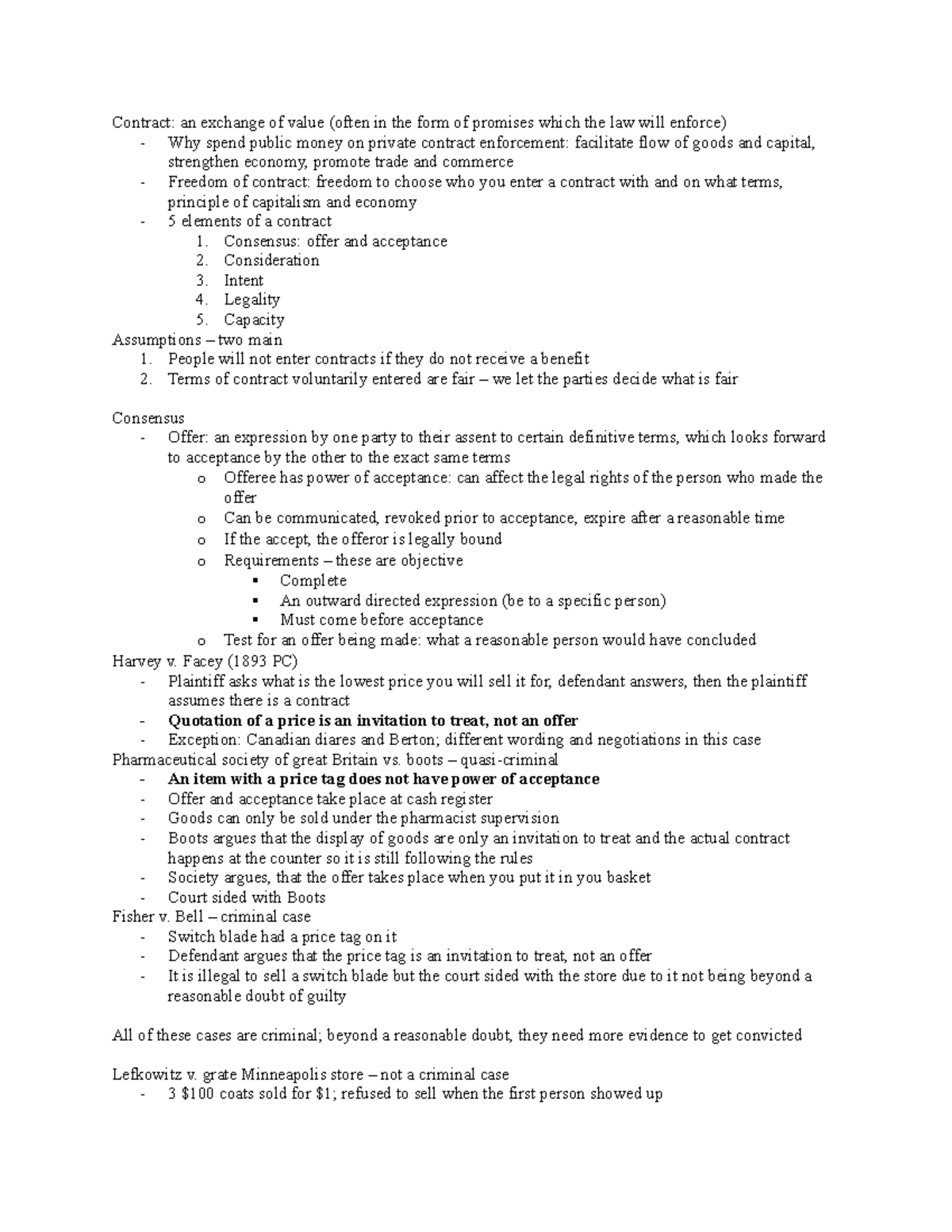 Contract Law: Key Concepts and Case Studies (Course Code: LAW101) - Studocu