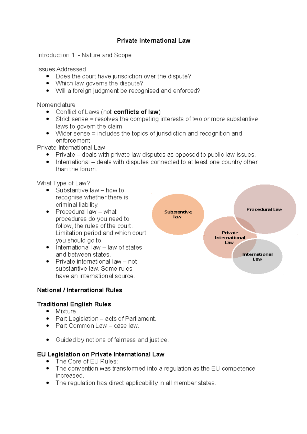 Private International Law Overview and Key Principles - Studocu