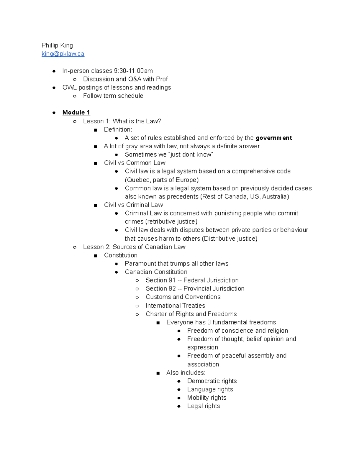 MOS 2275 Business Law Lecture Notes and Key Concepts Summary - Studocu