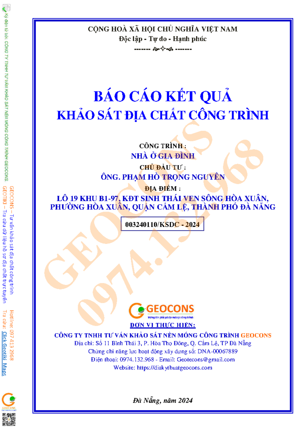 BÁO CÁO KẾT QUẢ KHẢO SÁT ĐỊA CHẤT CÔNG TRÌNH G E 09 O 74 C .1 ON 32 S .9 68 - Document Preview