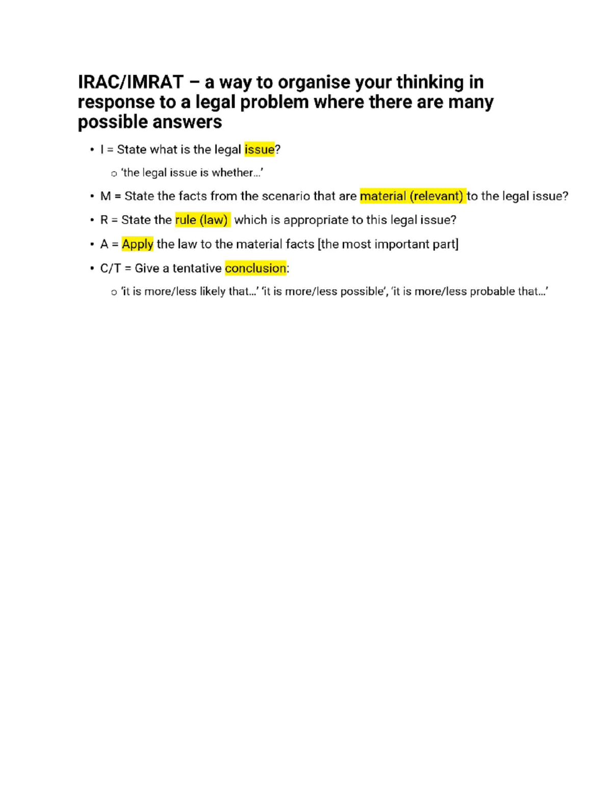 Organizing Legal Analysis: A Guide to Problem-Solving - Studocu