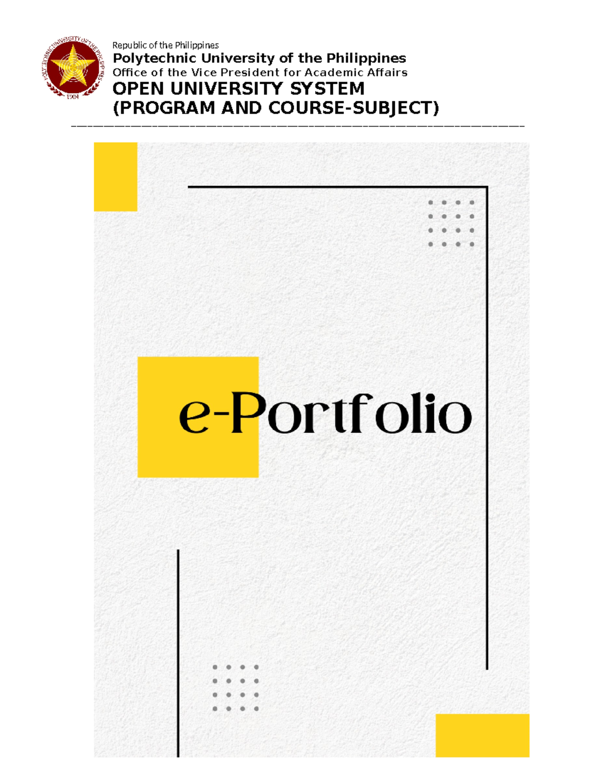 Eportfolio Sample - Polytechnic University of the Philippines Office of ...