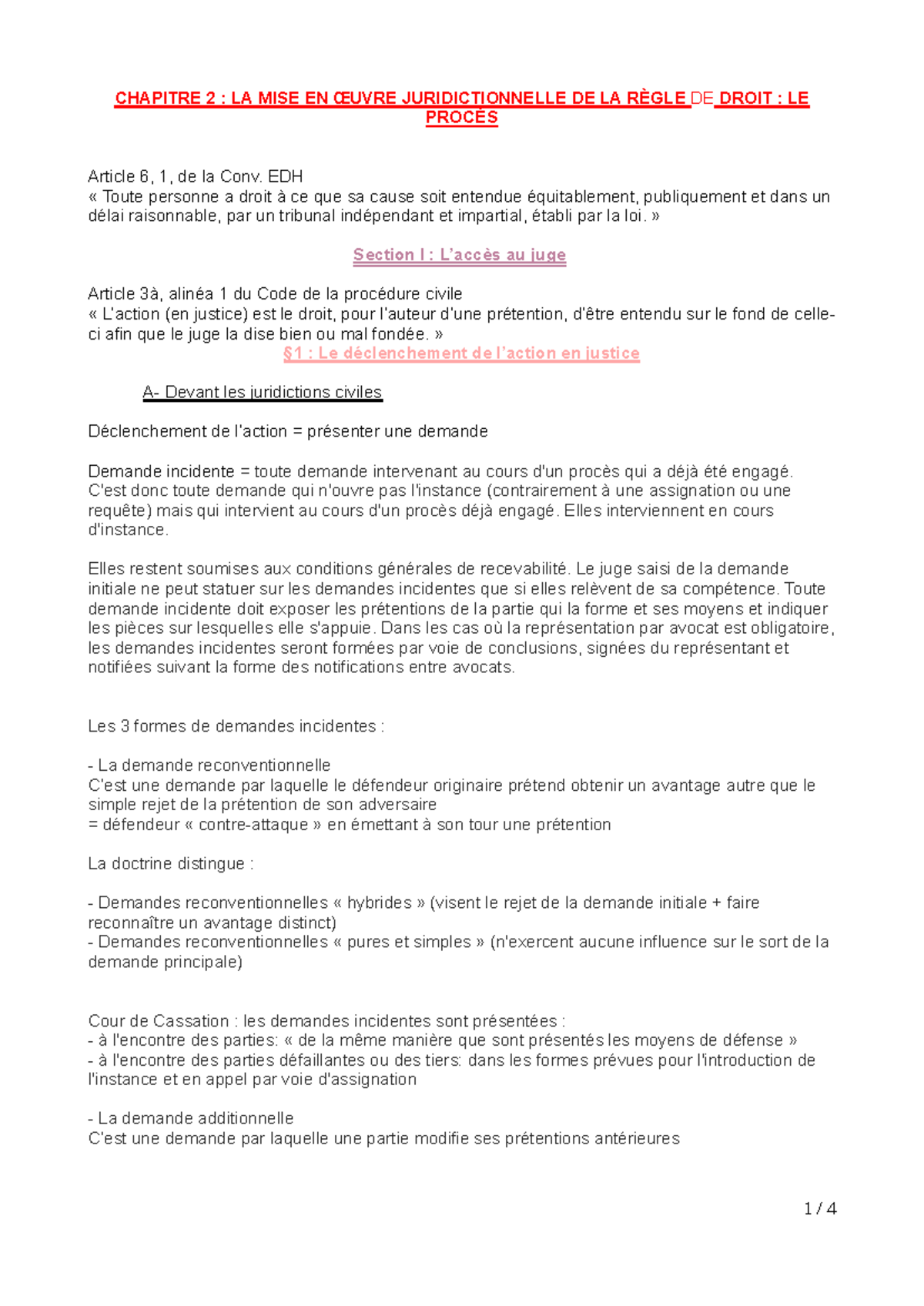 CHAPITRE 2 : MISE EN ŒUVRE JURIDICTIONNELLE DE LA RÈGLE DE DROIT - Studocu