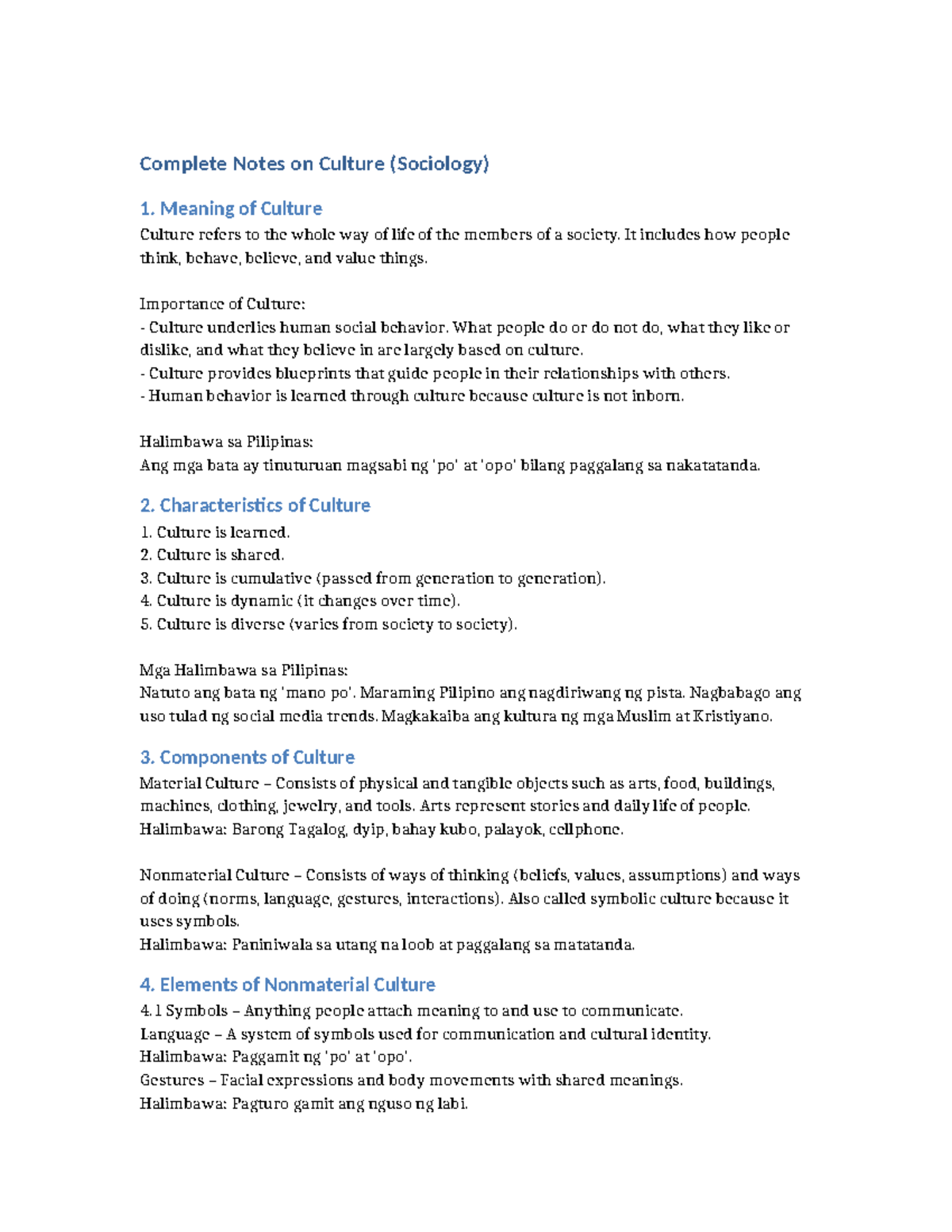 Complete Culture Notes (Sociology) - Studocu
