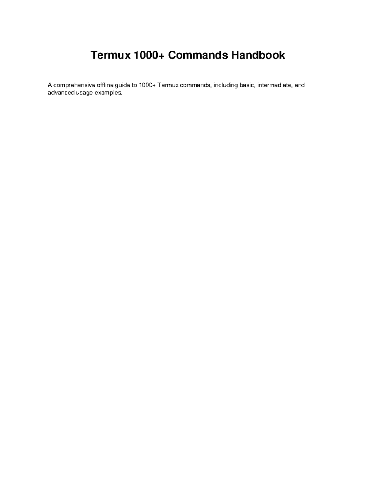Termux 1000 Commands: A Comprehensive Guide to Command Usage - Studocu