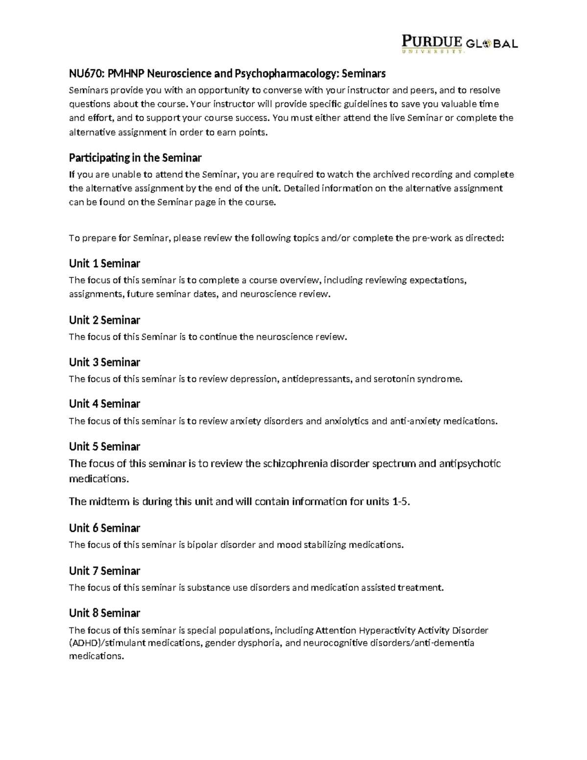 NU670: Seminar Topics - Key Points for Course Success - Studocu