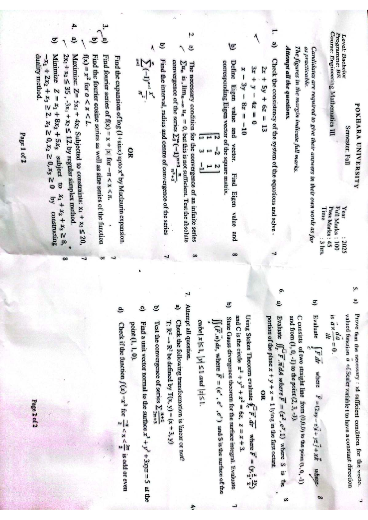 Math 3 (2025 Fall) - Recent Exam Questions and Solutions - Studocu