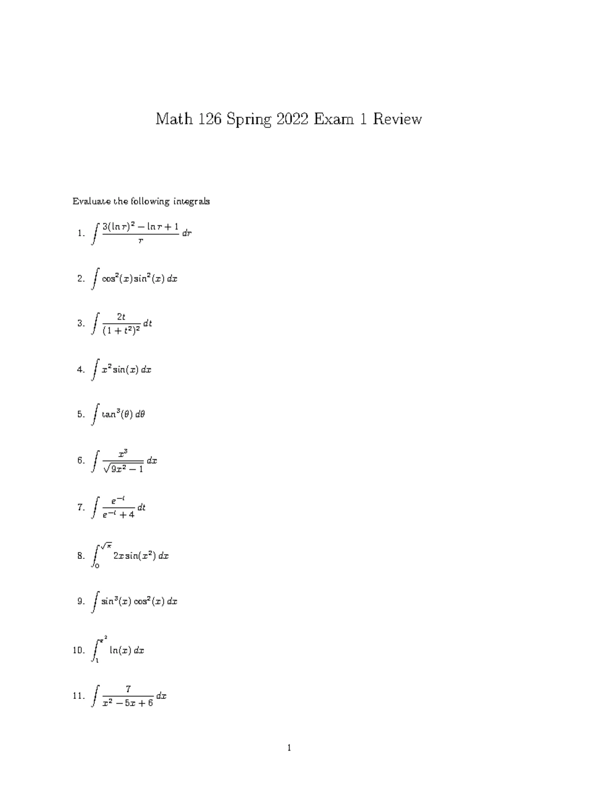 Math 126 Exam 2 Review: Areas, Volumes, and Graph Sketching - Studocu