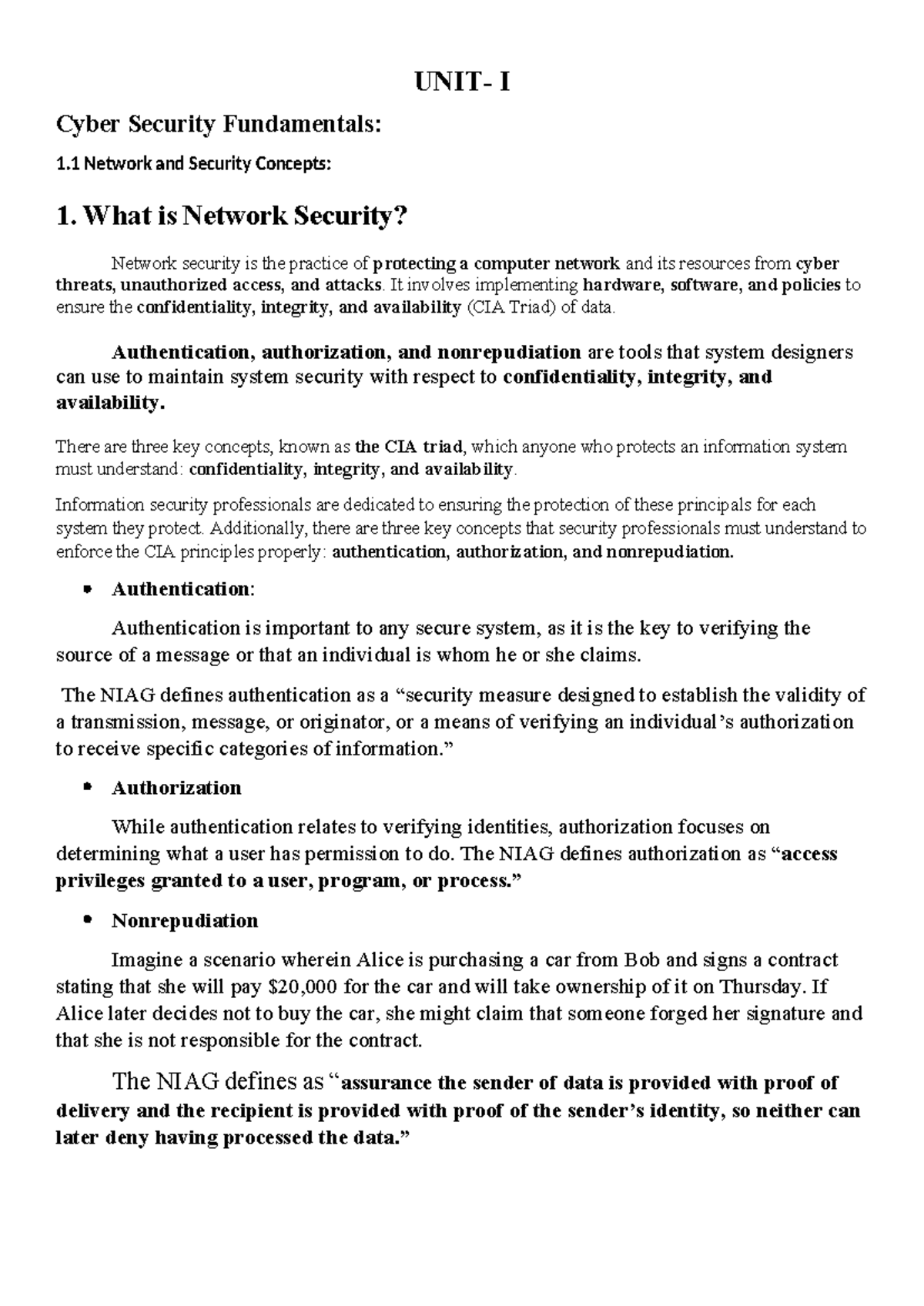 UNIT-1 CS: Cyber Security Fundamentals - Network Security ...