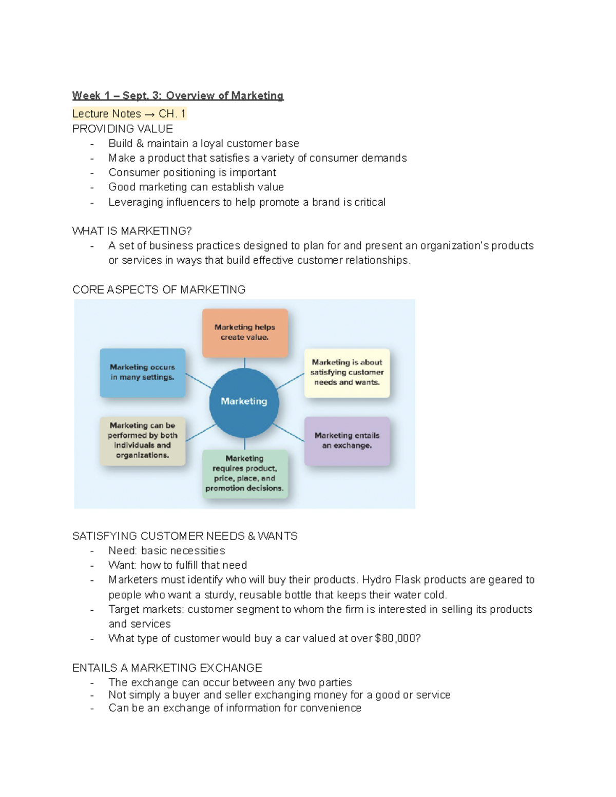 Commerce 1MA3 -- Lecture Notes on Marketing Overview and Strategies ...