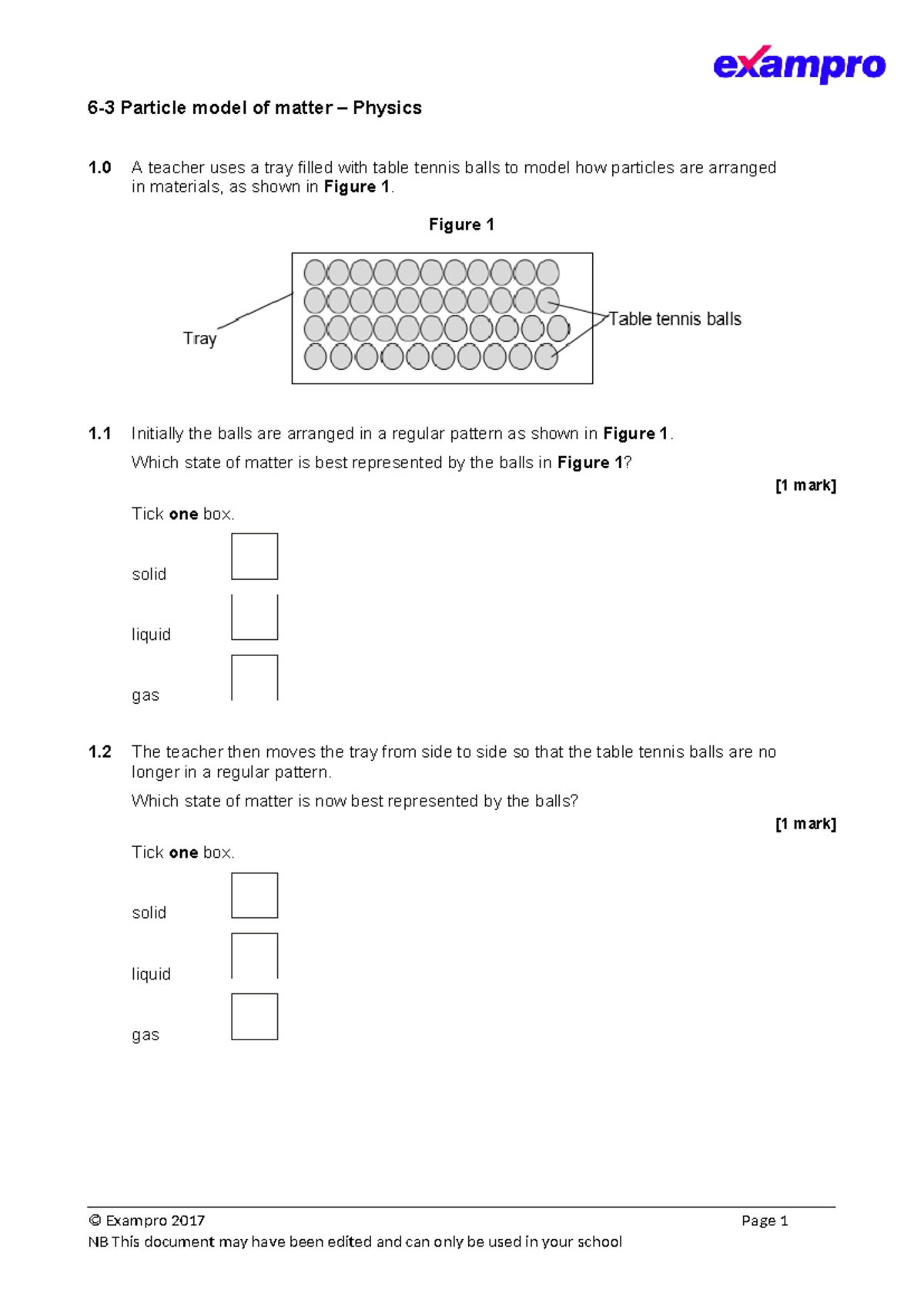 Physics 1.0: Particle Model Test Questions and Answers - Studocu