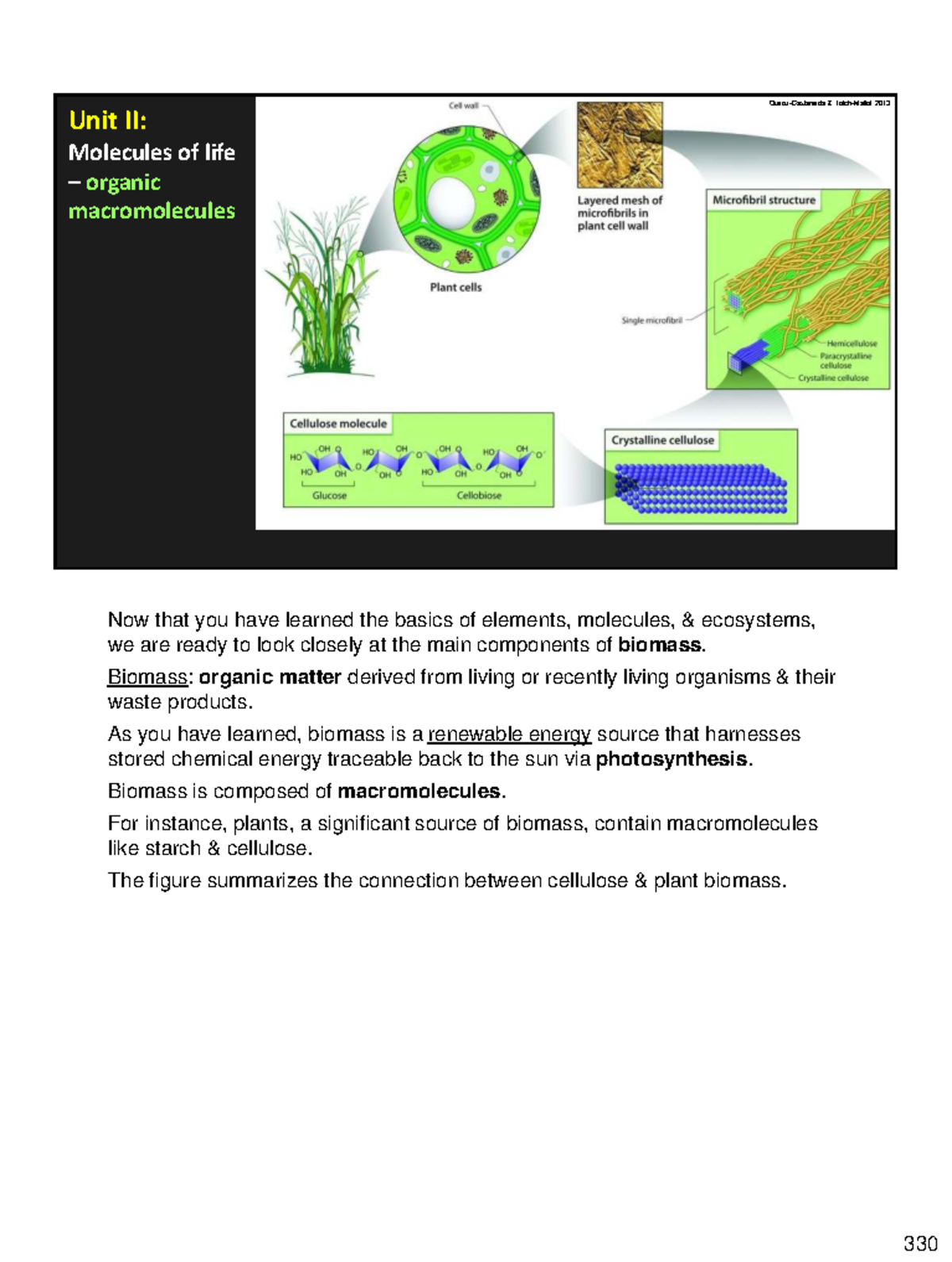 BIO 101: Unit II - Organic Macromolecules and Biomass Components - Studocu