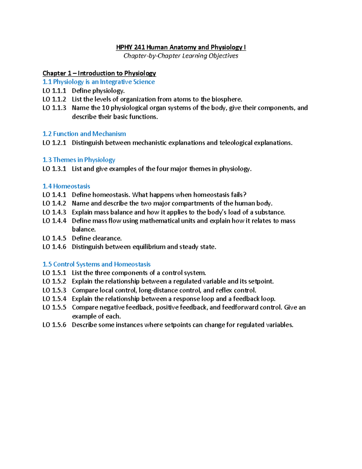 HPHY 241 Learning Objectives: Chapters 1, 3, 5, 6, 8, 11 Overview - Studocu
